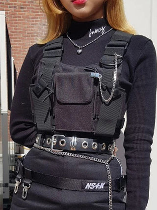 Plataforma de pecho Techwear negro