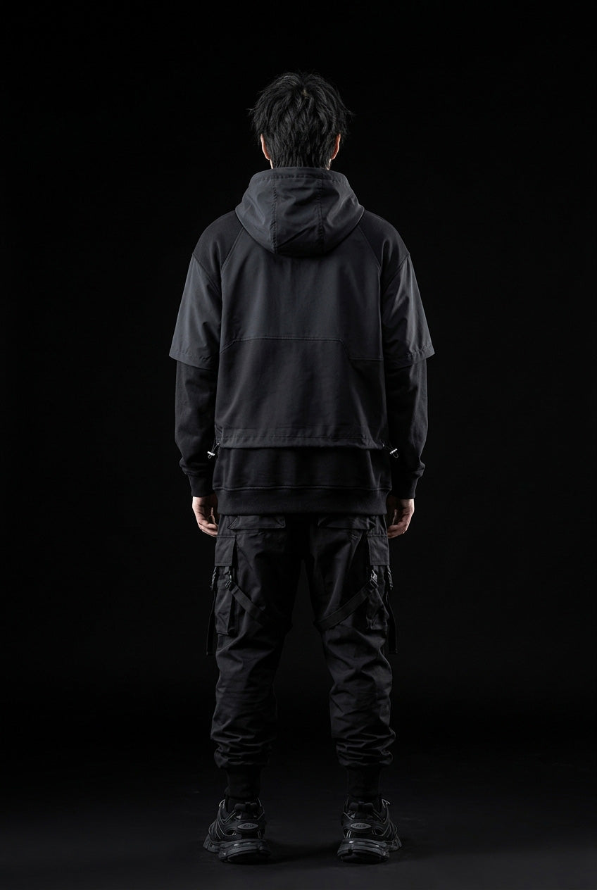 Black techwear hoodie